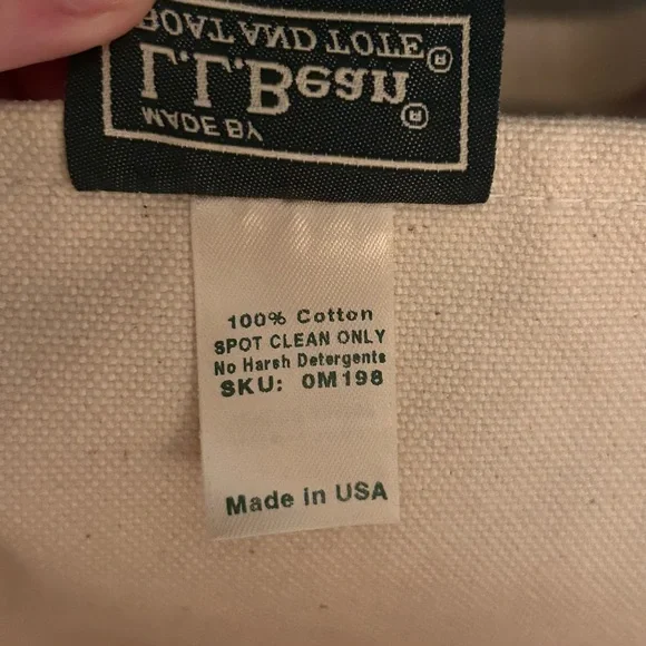 Vintage 90s LL Bean Boat & Tote Bag White/Red Canvas XL 
USA Made READ - Picture 4 of 8